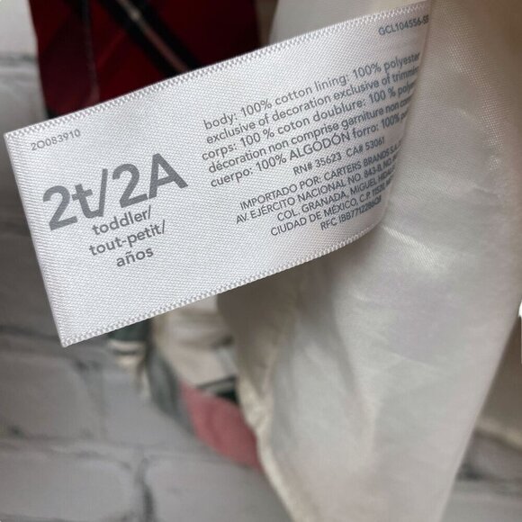 CARTERS Red Plaid Holiday Dress 2T Toddler Girls Christmas Special Occasion Cott - Picture 9 of 9